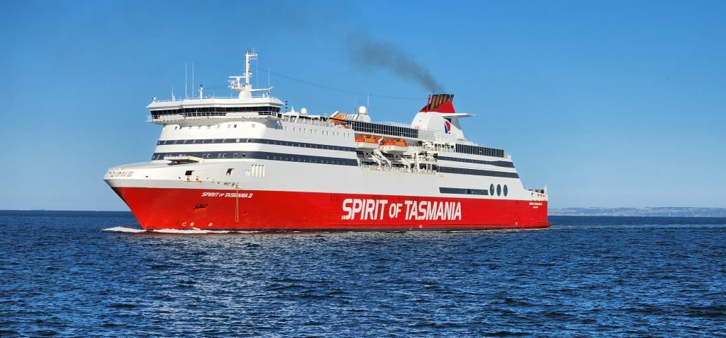 Spirit of Tasmania Ferry Ship sailing in the ocean, travelling to Tasmania, Australia. 