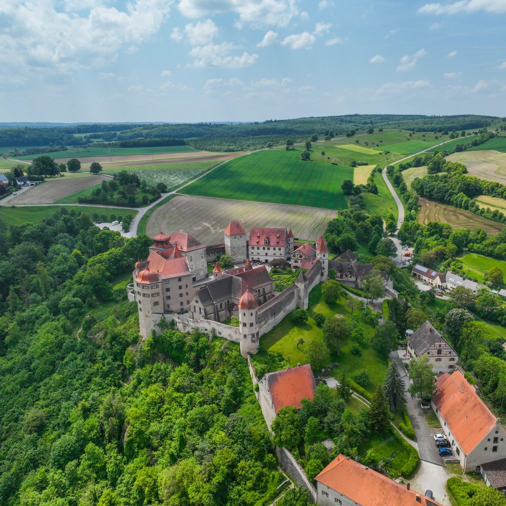 Harburg Castle, aerial view