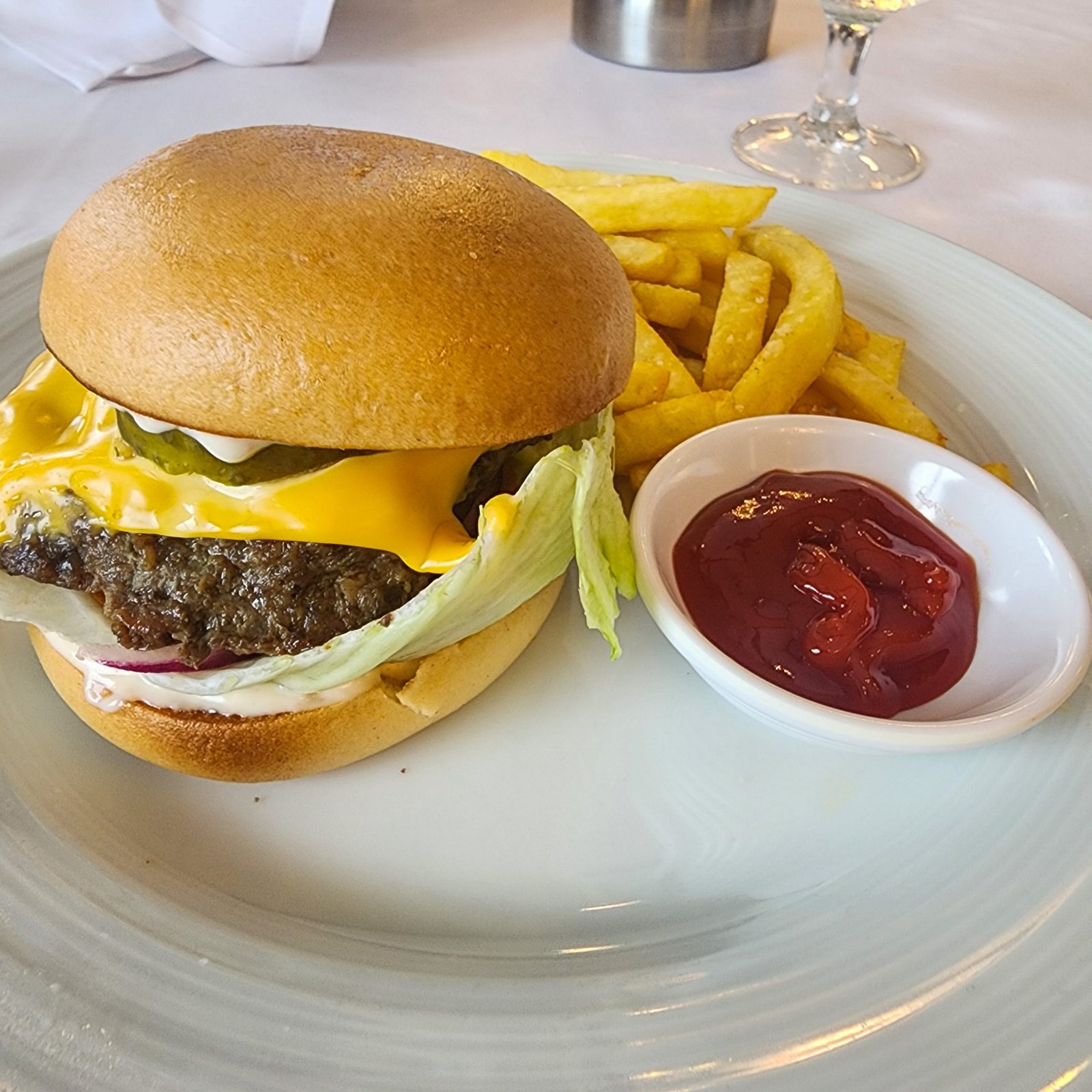 Gluten free burger with fries