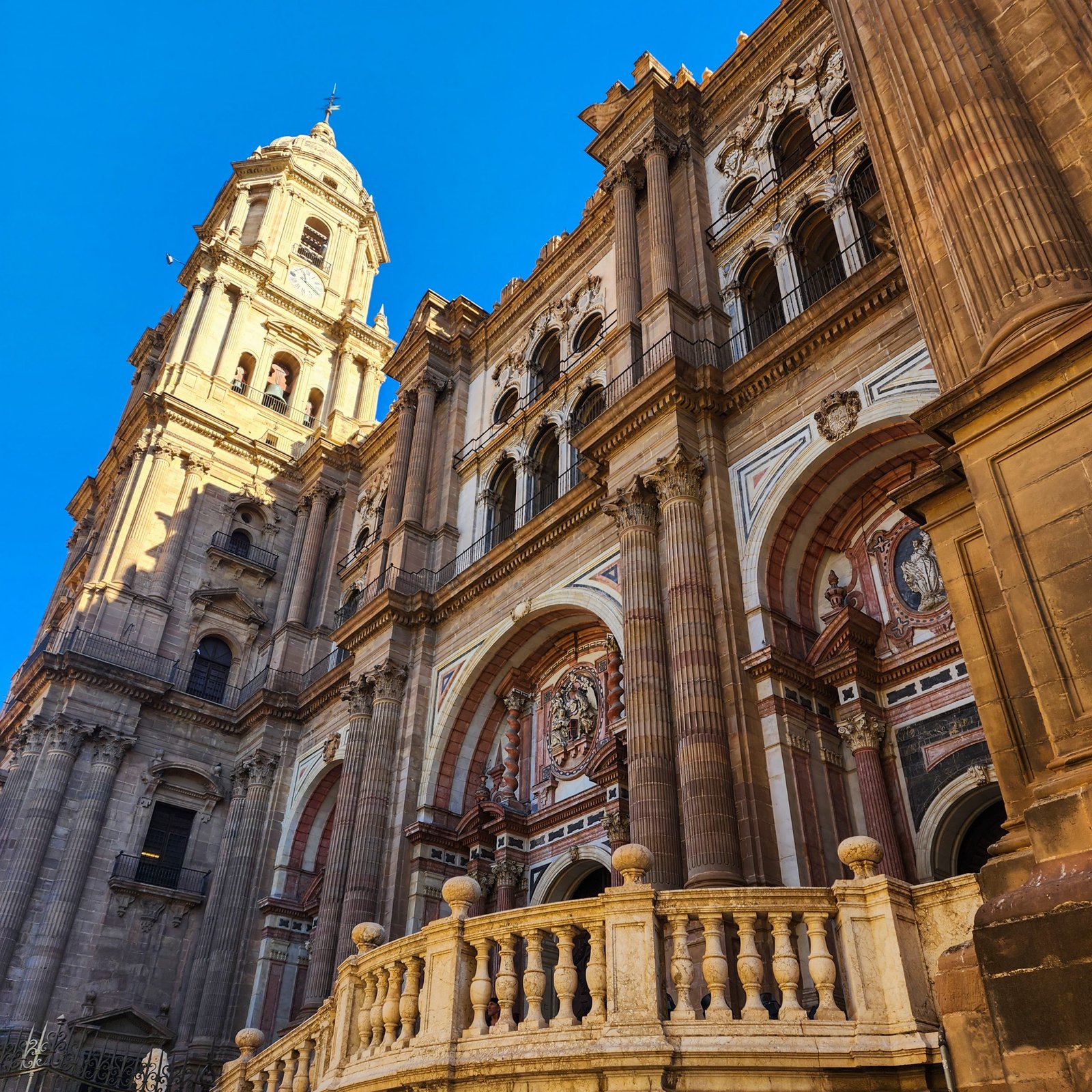 Up close view of the church in Malaga