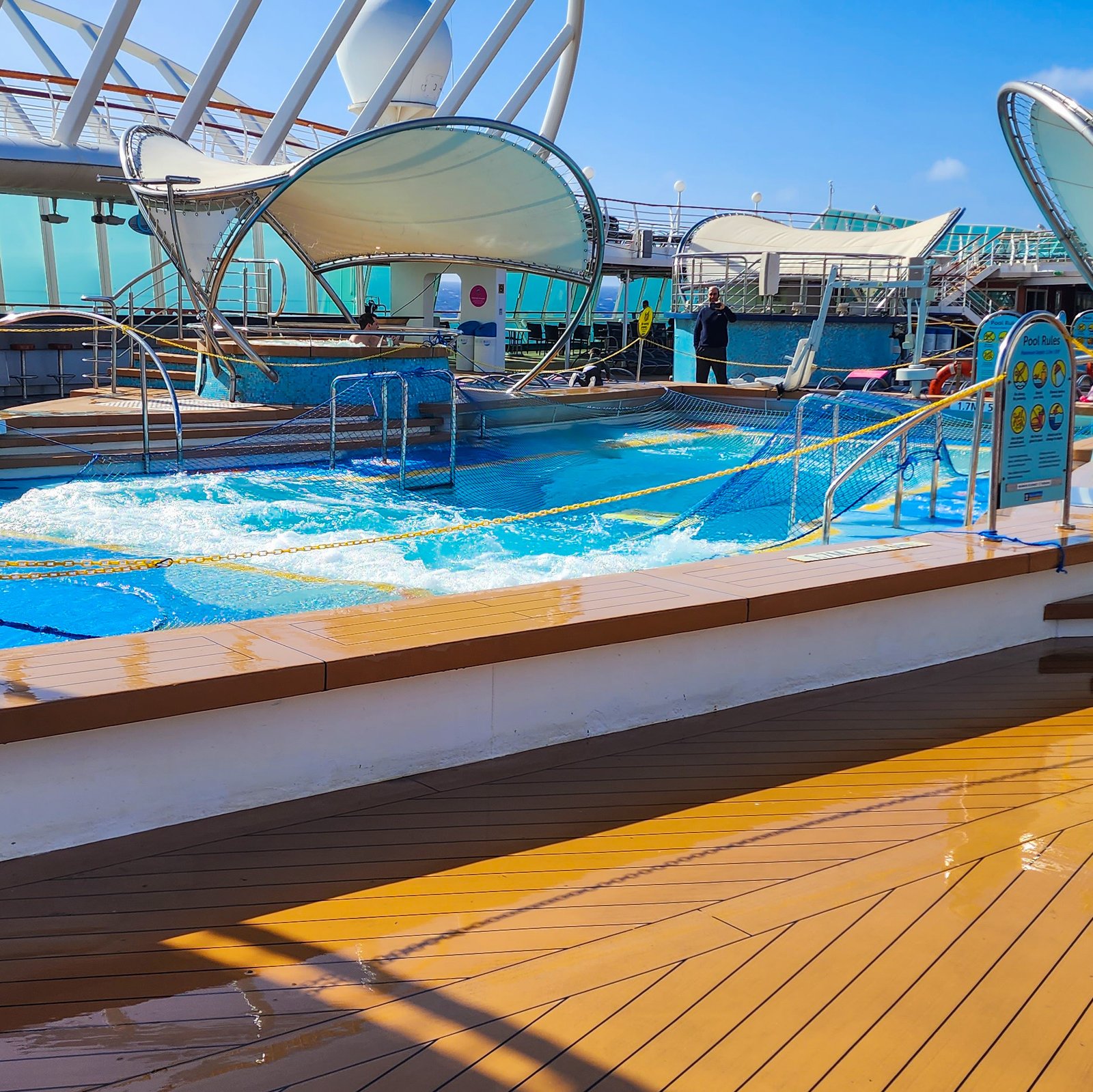Cruise ship pool in blue sky