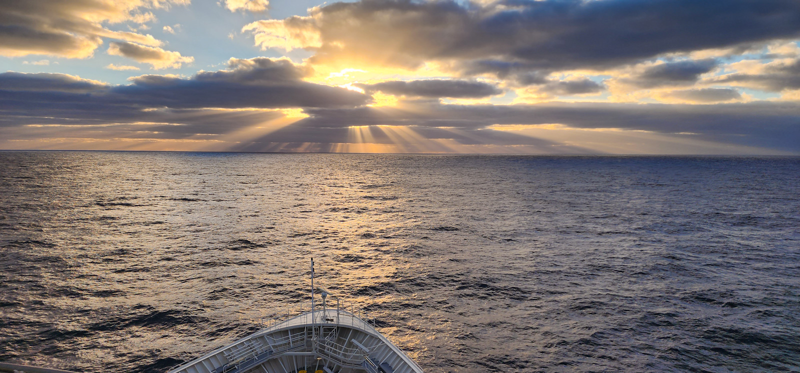 Sunset aboard a cruise ship in the Atlantic Ocean