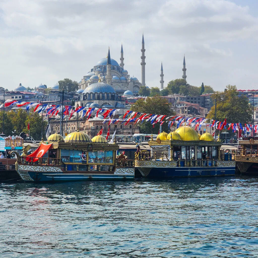 Views of the Blue Mosque from the Bosporus River