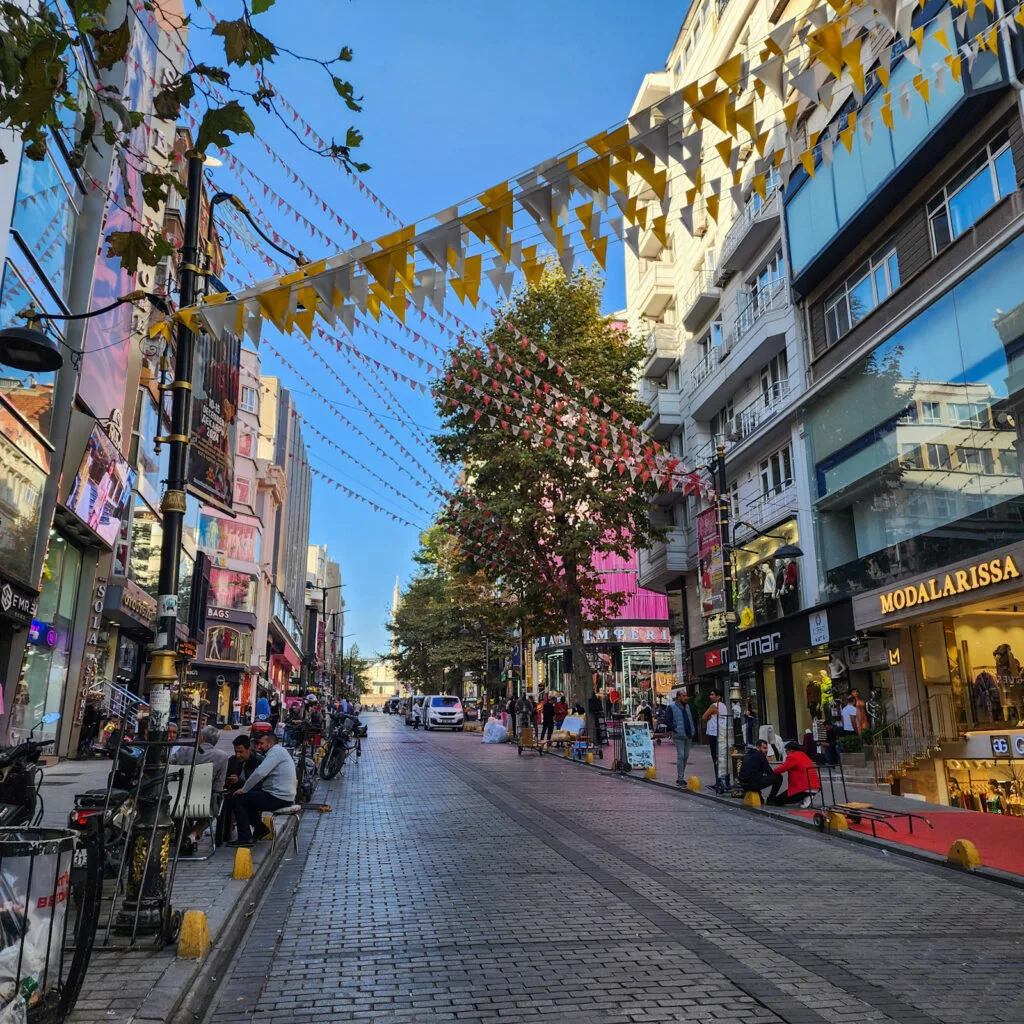 A street in the clothing district in Istanbul